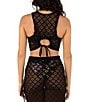 Color:Black - Image 2 - Summer Eyelet Crochet Crew Neck Cut-Out Crop Swim Cover-Up Top