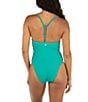 Hurley Wave Scrunch Scoop Neck Moderate One Piece Swimsuit, Color:Teal - Image 2