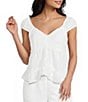 I.N San Francisco Embroidered Deep V-Neck Baby Doll Hankerchief Top - Image 1