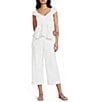 I.N San Francisco Embroidered Deep V-Neck Baby Doll Hankerchief Top - Image 3