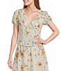 I.N San Francisco Floral Printed V-Neck Short Sleeve Corset Top - Image 1