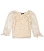 Color:Ivory - Image 1 - Big Girls 7-16 3/4 Sleeve Lace Peasant Top with Tie Sides
