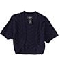 Color:Navy - Image 1 - Big Girls 7-16 Short Sleeve Bolero Sweater