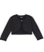 Color:Black - Image 1 - Big Girls 7-16 3/4 Sleeve Glitter-Knit Cardigan