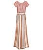 Color:Pink - Image 2 - Big Girls 7-16 Balloon Sleeve Solid/Striped Jumpsuit