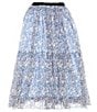 Color:Blue - Image 1 - Big Girls 7-16 Floral Printed Long Skirt