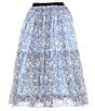 Color:Blue - Image 2 - Big Girls 7-16 Floral Printed Long Skirt