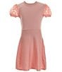 Color:Blush - Image 1 - Big Girls 7-16 Lace Sleeve Fit & Flare Sweater Dress
