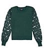 Color:Emerald - Image 1 - Big Girls 7-16 Lace-Sleeve Sweater