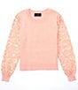 Color:Rose - Image 1 - Big Girls 7-16 Lace-Sleeve Sweater