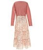 Color:Blush - Image 4 - Big Girls 7-16 Long Sleeve Cardigan Strappy Smocked Tiered Maxi Dress 2-Piece Set