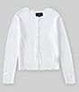 Color:Ivory - Image 1 - Big Girls 7-16 Long Sleeve Knit Basic Cardigan