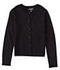 Color:Black - Image 1 - Big Girls 7-16 Long Sleeve Knit Basic Cardigan