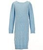 Color:Blue - Image 1 - Big Girls 7-16 Long Sleeve Lurex Sweater Dress