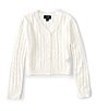 Color:Ivory - Image 1 - Big Girls 7-16 Long Sleeve Replen Cable Cardi Sweater