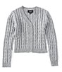 Color:Heather Grey - Image 1 - Big Girls 7-16 Long Sleeve Replen Cable Cardi Sweater
