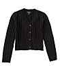 Color:Black - Image 1 - Big Girls 7-16 Long Sleeve Replen Cable Cardi Sweater