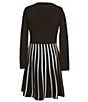 Color:Black - Image 2 - Big Girls 7-16 Long Sleeve Solid/Stripe Sweater Dress