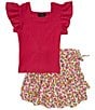 I.N. Girl Big Girls Ruffled Top & Skirt 2-Piece Set, Color:Pink - Image 1