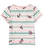 Color:Blush - Image 2 - Big Girls 7-16 Short Sleeve Horizontal-Stripe/Floral T-Shirt