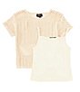 Color:Tan - Image 1 - Big Girls 7-16 Short-Sleeve Patterned Sweater & Sleeveless Solid Tank Top Set