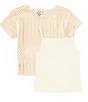Color:Tan - Image 2 - Big Girls 7-16 Short-Sleeve Patterned Sweater & Sleeveless Solid Tank Top Set