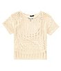 Color:Tan - Image 3 - Big Girls 7-16 Short-Sleeve Patterned Sweater & Sleeveless Solid Tank Top Set