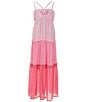 Color:Pink - Image 1 - Big Girls 7-16 Sleeveless Color Block Long Dress