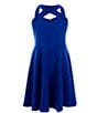 Color:Cobalt Blue - Image 1 - Big Girls 7-16 Sleeveless Cut-Out Scuba Skater Dress