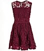 Color:Wine - Image 2 - Big Girls 7-16 Sleeveless Lace Fit-And-Flare Dress