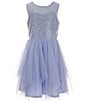 Color:Blue - Image 1 - Big Girls 7-16 Sleeveless Skater Tiered Fairy Layered Heat Seal Dress