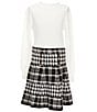 I.N. Girl Big Girls Long Sleeve Solid/Houndstooth Fit-And-Flare Dress, Color:Ivory - Image 1