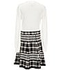 I.N. Girl Big Girls Long Sleeve Solid/Houndstooth Fit-And-Flare Dress, Color:Ivory - Image 2
