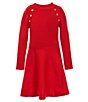 Color:Red - Image 1 - Little Girls 4-6X Long-Sleeve Ribbed Mock-Neck Sweater Dress
