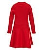 Color:Red - Image 2 - Little Girls 4-6X Long-Sleeve Ribbed Mock-Neck Sweater Dress