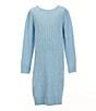 Color:Blue - Image 1 - Little Girls 4-6X Long-Sleeve Sweater Dress And Matching Hat