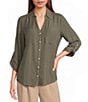 I.N. San Francisco 3/4 Sleeve Button Front Woven Top - Image 5
