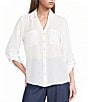 I.N. San Francisco 3/4 Sleeve Button Front Woven Top - Image 1