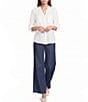 I.N. San Francisco 3/4 Sleeve Button Front Woven Top - Image 3