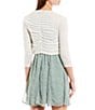 Color:Off White - Image 2 - 3/4 Sleeve Ruched Back Pull-On Shrug