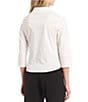 Color:White - Image 2 - 3/4 Sleeve White Cotton Poplin Button Down Shirt