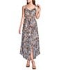 I.N. San Francisco Abstract Floral Printed Asymmetrical Ruffled Midi Dress - Image 1