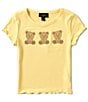 Color:Yellow - Image 1 - Big Girls 7-16 Short Sleeve Rhinestone Embellished Bear Graphic Rib Knit T-Shirt
