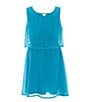 Color:Aqua - Image 1 - Big Girls 7-16 Sleeveless Lasercut Popover Dress