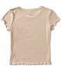 Color:Tan - Image 2 - Big Girls 7-16 Stay Groovy Rib Knit T-Shirt