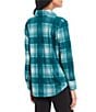 Color:Teal/Ivory Plaid - Image 2 - Brushed Plaid Button Front Flannel Shirt