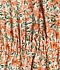 Color:Pat A-OW/Peach Floral - Image 4 - Coordinating Floral Print Bubble Sleeve Tie Front Peplum Top