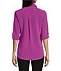 Color:Violet - Image 2 - Button Up Collard Shirt