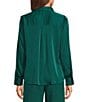 I.N. San Francisco Collared Long Sleeve Button Front Top, Color:Evergreen - Image 2