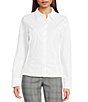 I.N. San Francisco Collared Long Sleeve Button Front Top, Color:White - Image 1